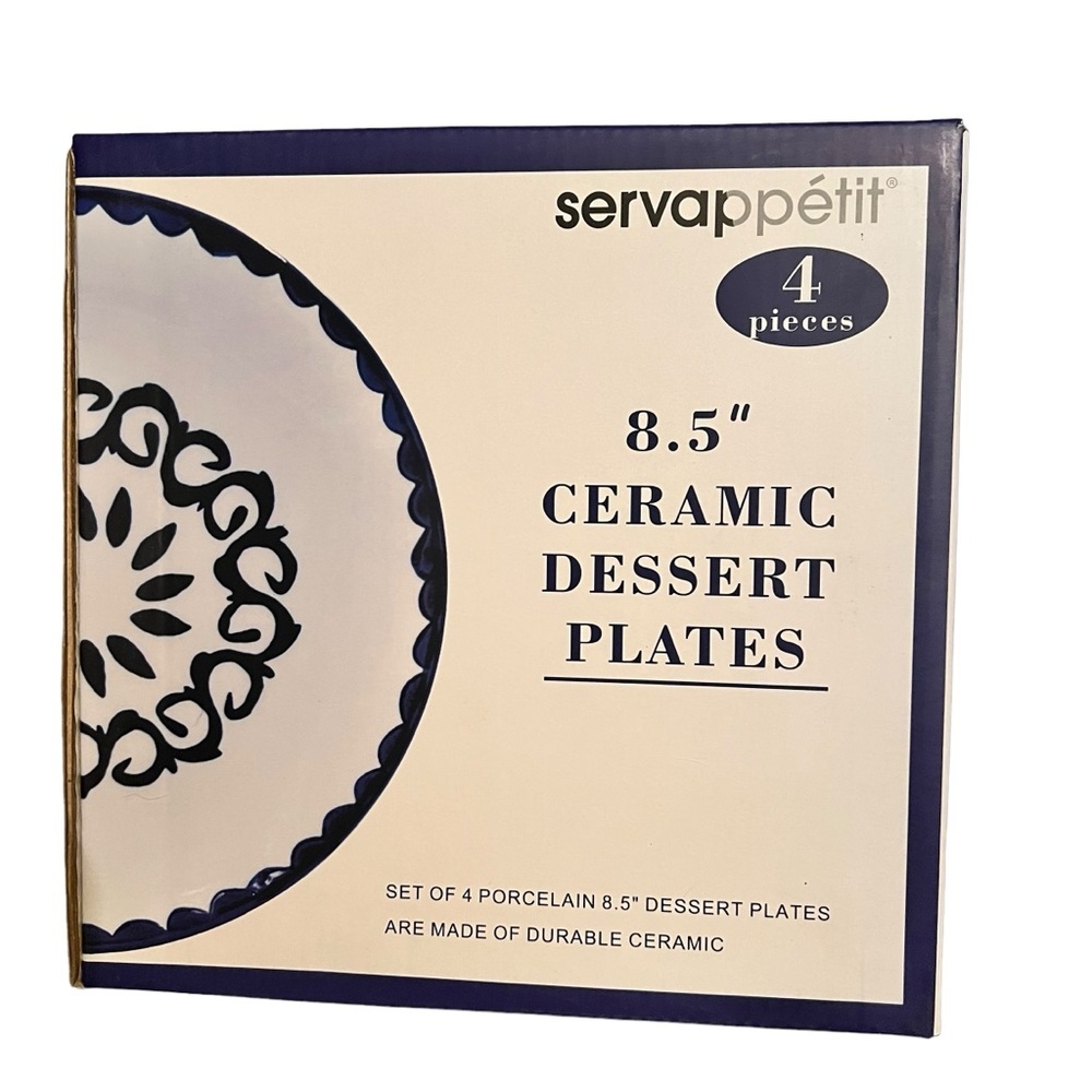 ServAppetit 8.5" Ceramic Dessert Plates Set of 4 NIB